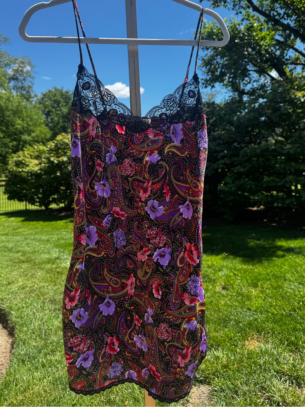 Vintage Christian Dior Neiman Marcus Lingerie Nightgown Slip Dress Paisley Lace
